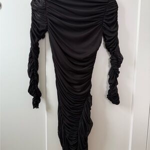 Elegant Black Ruched Dress